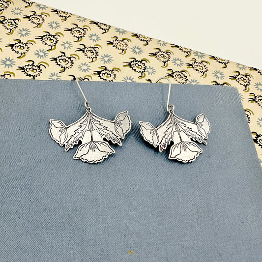 Art Nouveau Poppy Earrings in Sterling Silver