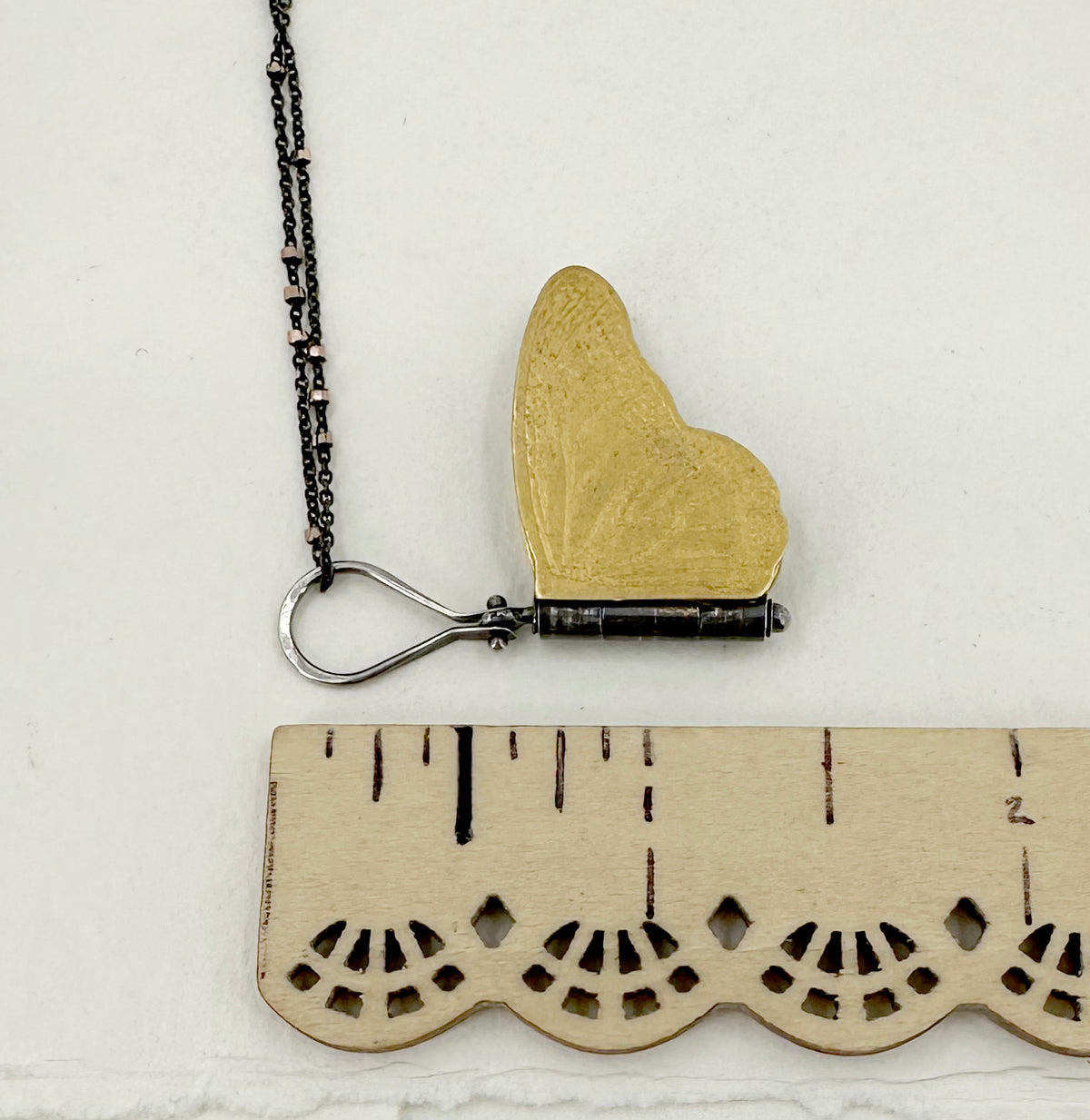 Small Fine Silver and 24k Gold Monarch Locket