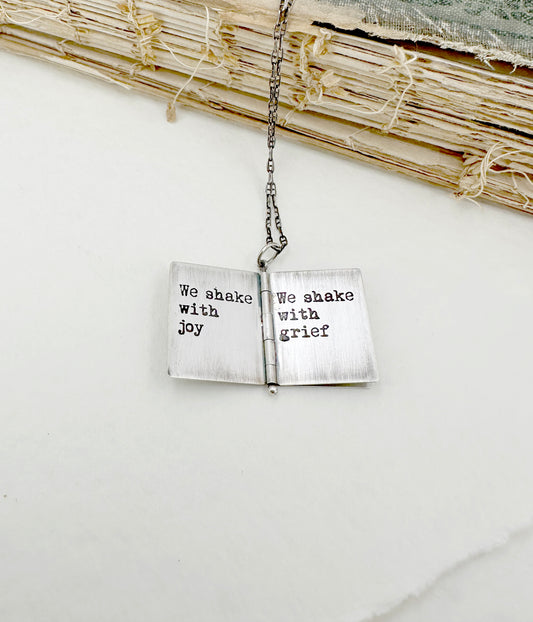 Quaking Aspen "We Shake" Sterling Silver Book Pendant