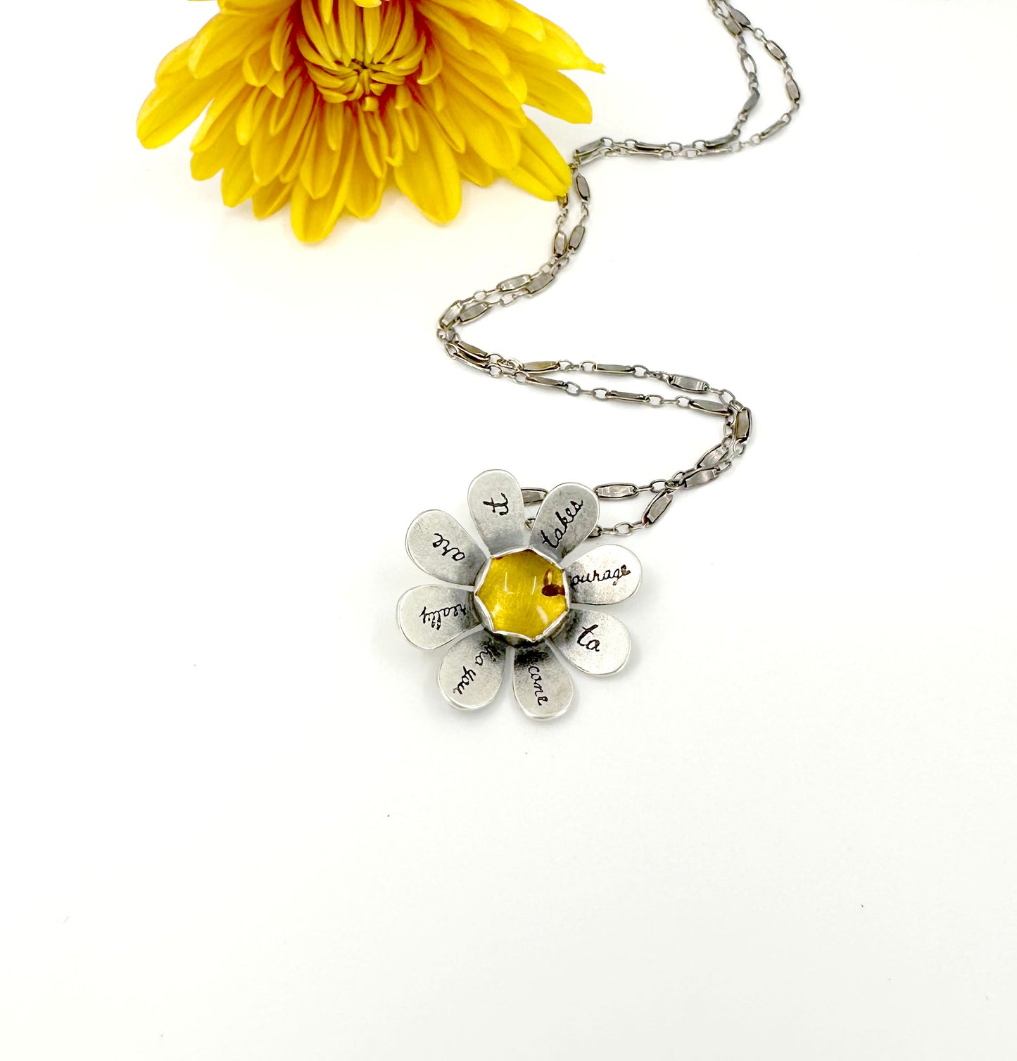 Sterling Silver Courage Daisy with Amber