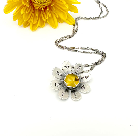 Sterling Silver Courage Daisy with Amber