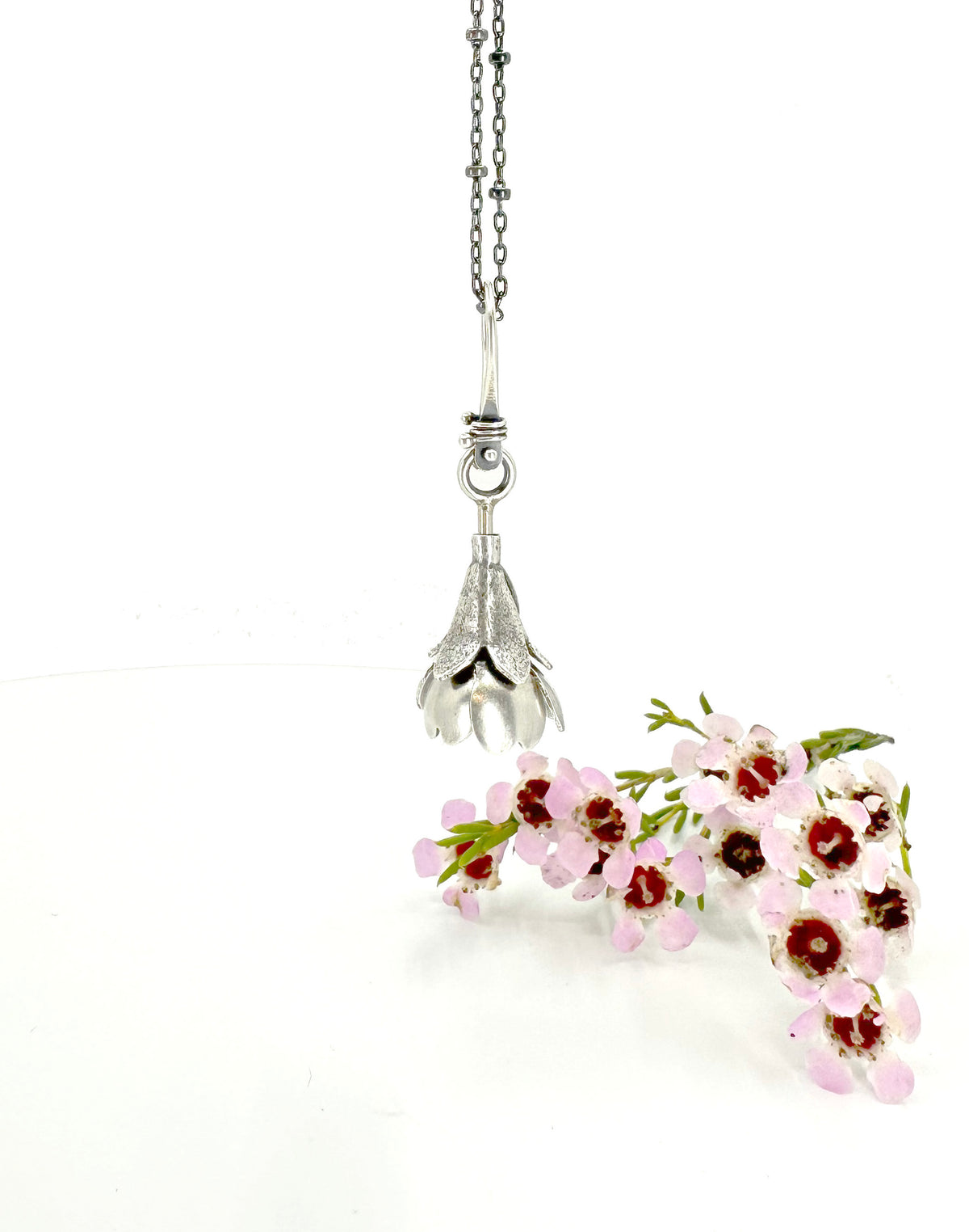 I Open and Fill with Love- Sterling Silver Kinetic Flower with Pink Tourmaline