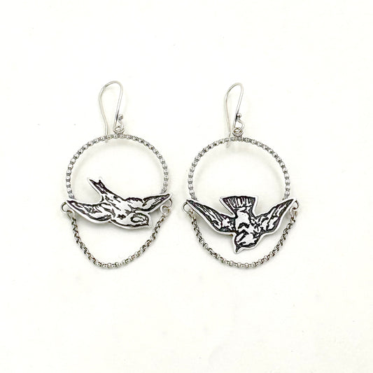Taking Flight- Sterling Swallow Earrings