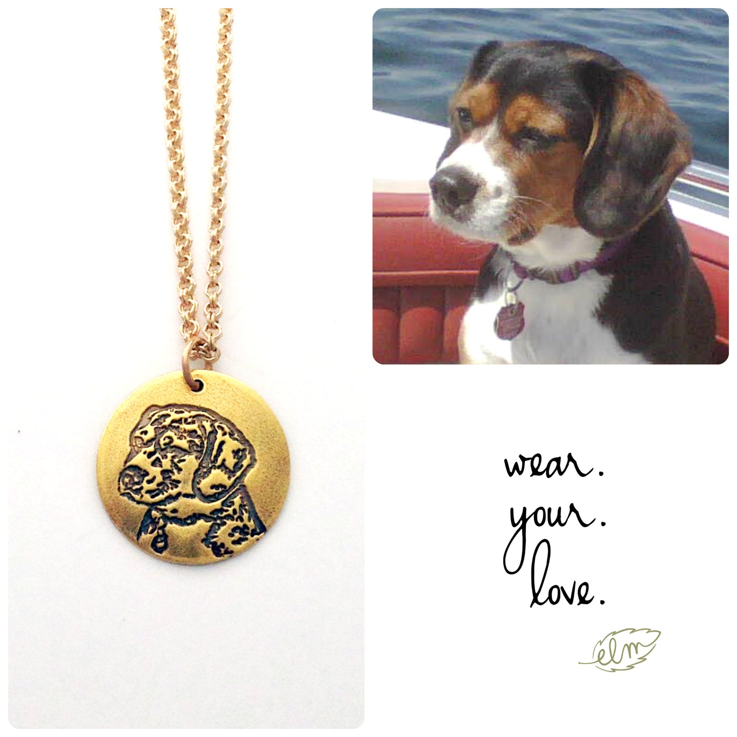 22k Gold Personalized Pet Portrait Charm