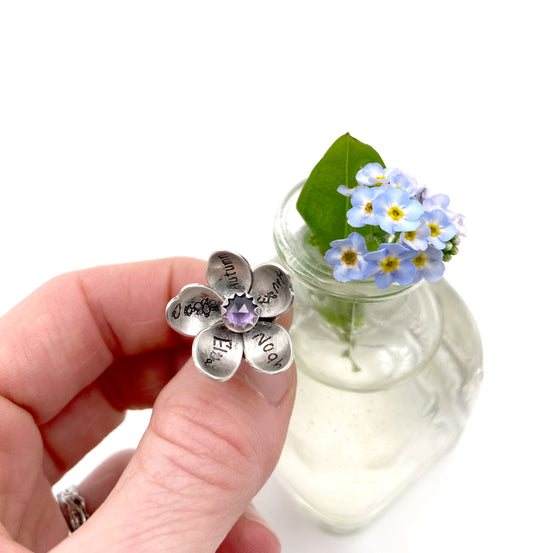 Custom Sterling Kinetic Forget Me Not Pendant
