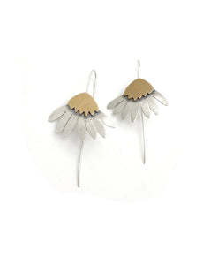 Sterling Silver and Jewelers Brass Daisy Earrings