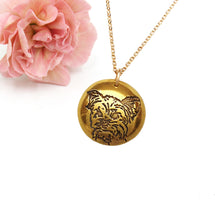 Load image into Gallery viewer, Personalized Pet Portrait Pendant in 22k Gold