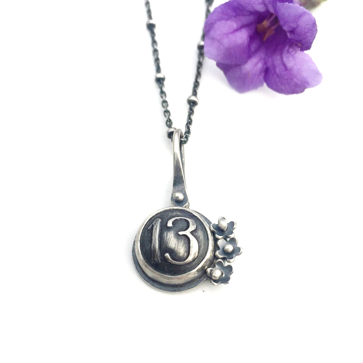 Initials and Lucky Numbers Sterling Silver Pendant- Made to Order