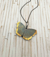 Load image into Gallery viewer, Fine Silver and 24k Gold Mourning Cloak Butterfly Locket Camberwell Beauty