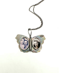 Fine Silver and 24k Gold Mourning Cloak Butterfly Locket Camberwell Beauty