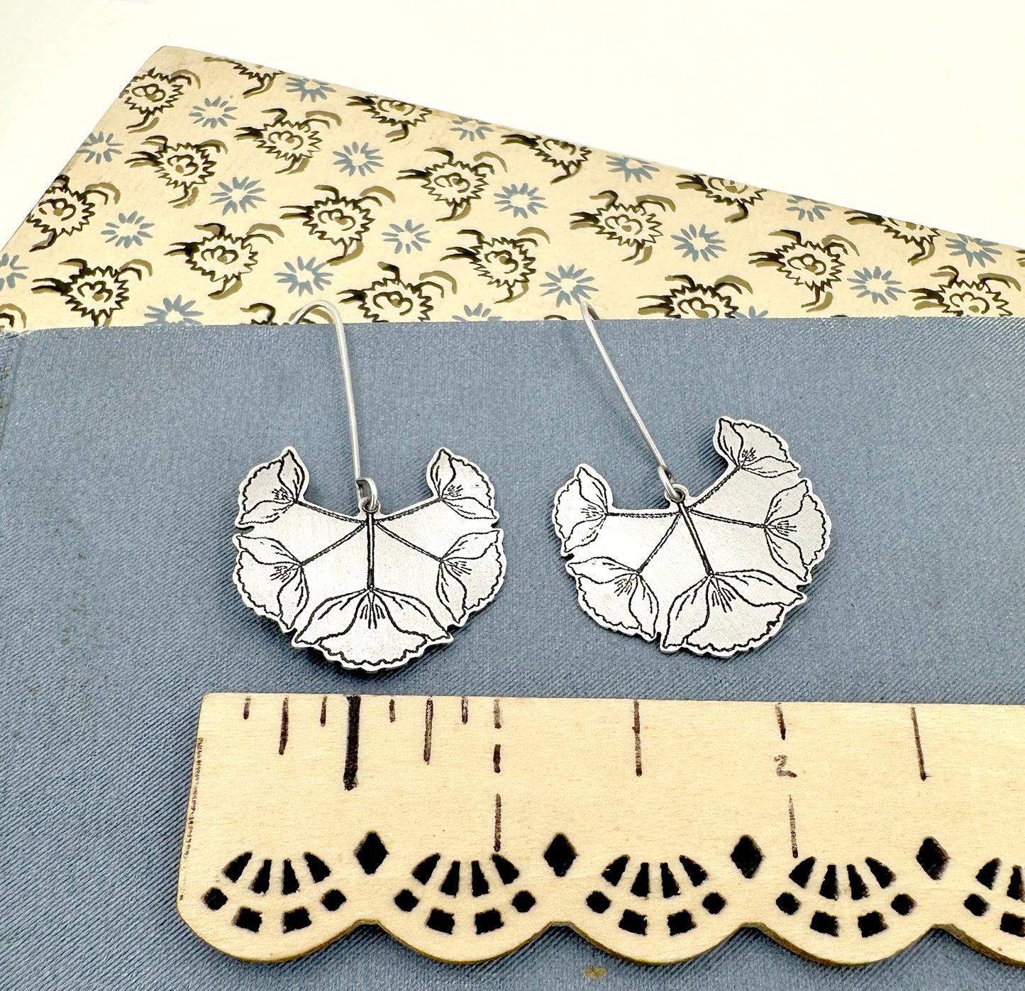 Art Nouveau Poppy Earrings in Sterling Silver Deux