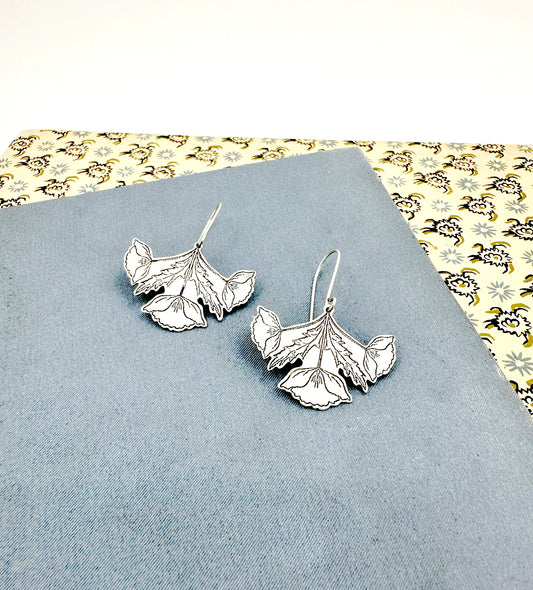 Art Nouveau Poppy Earrings in Sterling Silver
