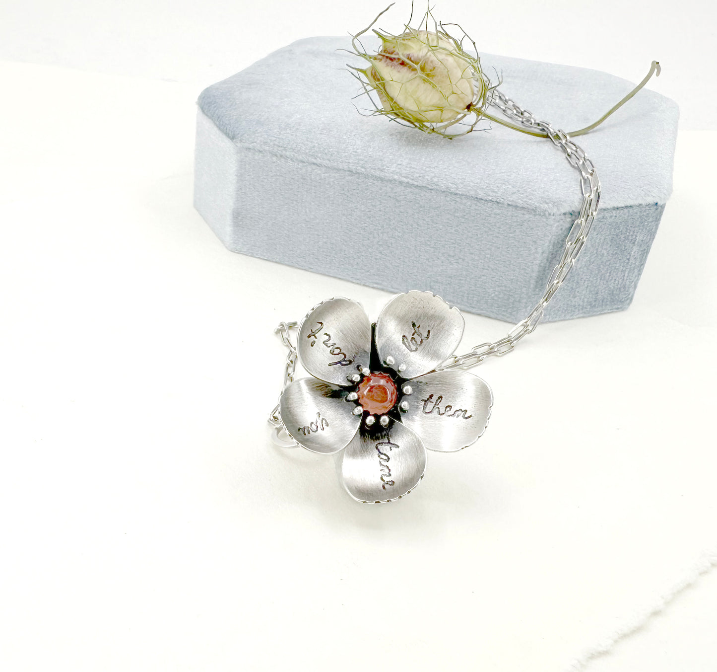 Wild Rose with Rhodochrosite Kinetic Locket