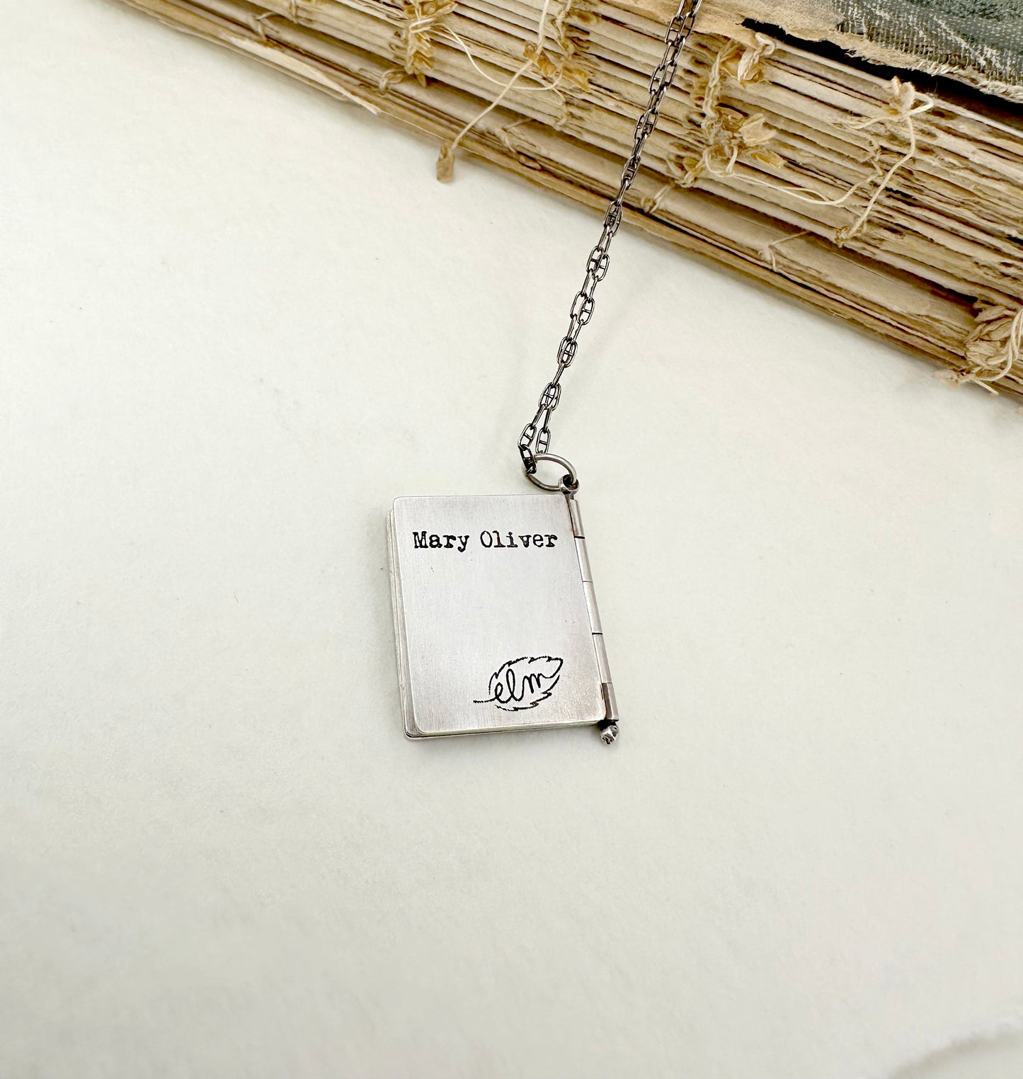 Quaking Aspen "We Shake" Sterling Silver Book Pendant
