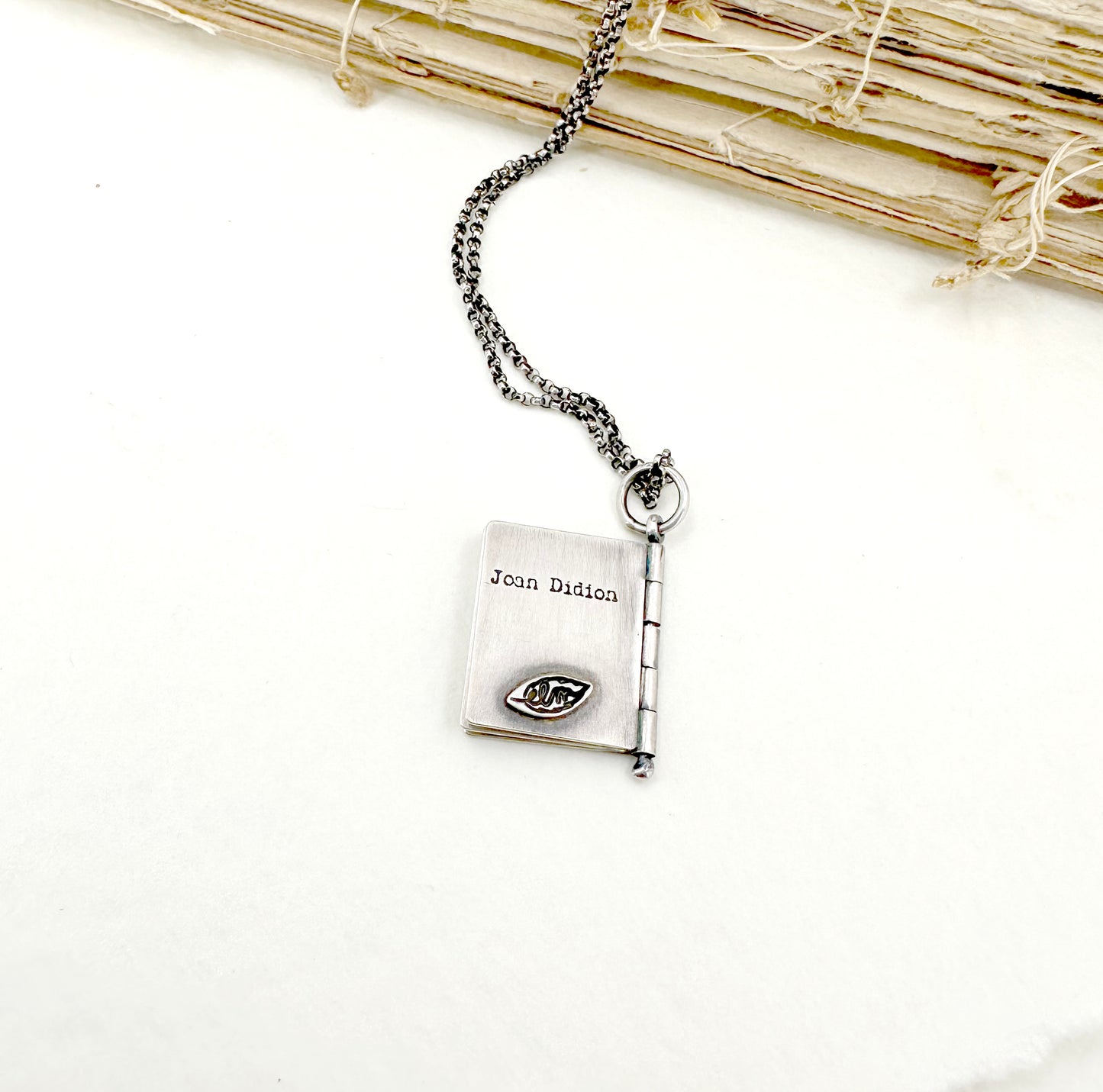 "Everything goes..." Sterling Silver Book with Joan Didion quote