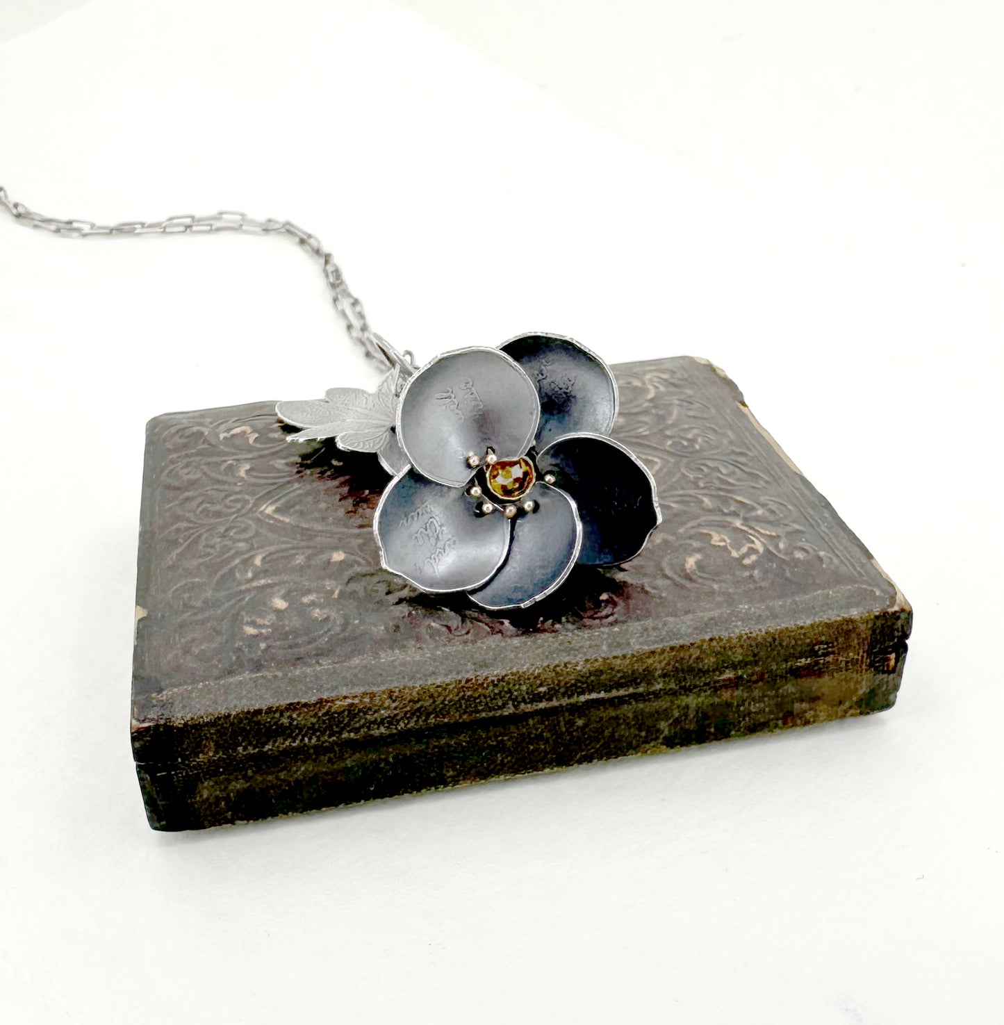 Even the Darkest Night will End... Sterling Hellebore with yellow diamond