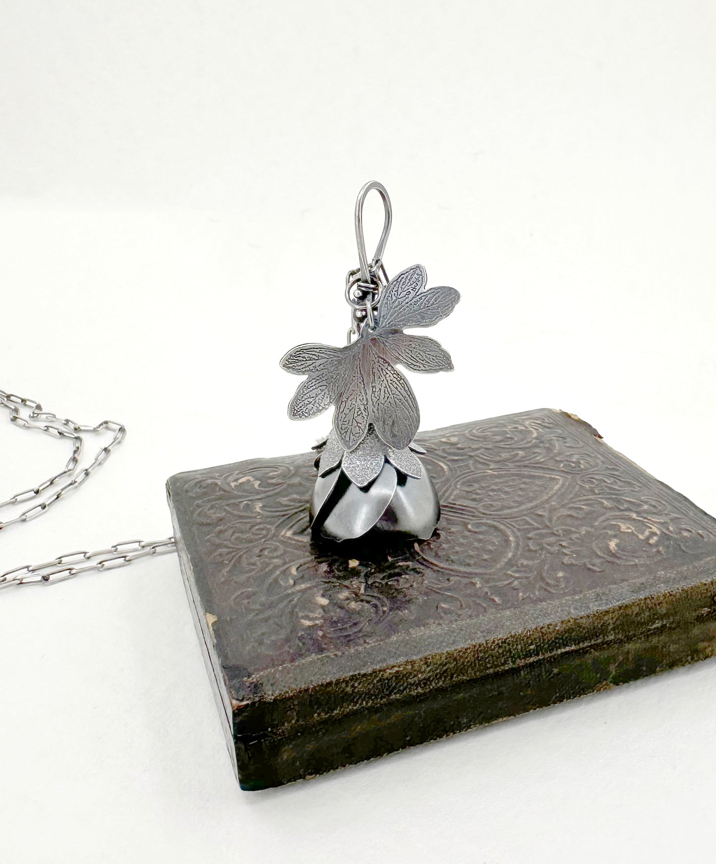 Even the Darkest Night will End... Sterling Hellebore with yellow diamond