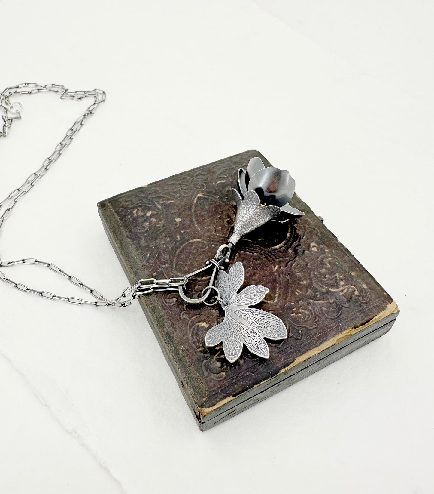 Even the Darkest Night will End... Sterling Hellebore with yellow diamond