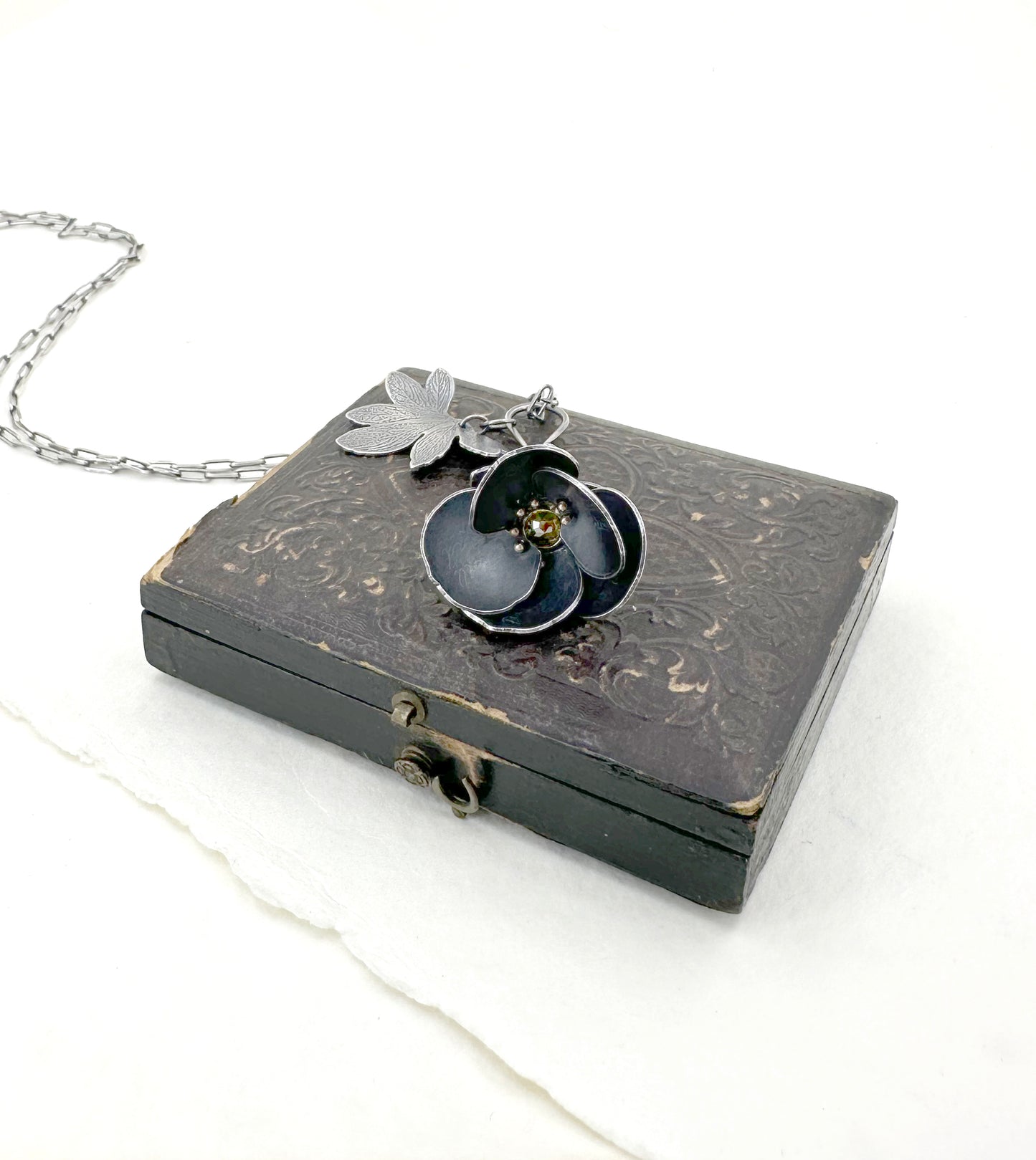 Even the Darkest Night will End... Sterling Hellebore with yellow diamond