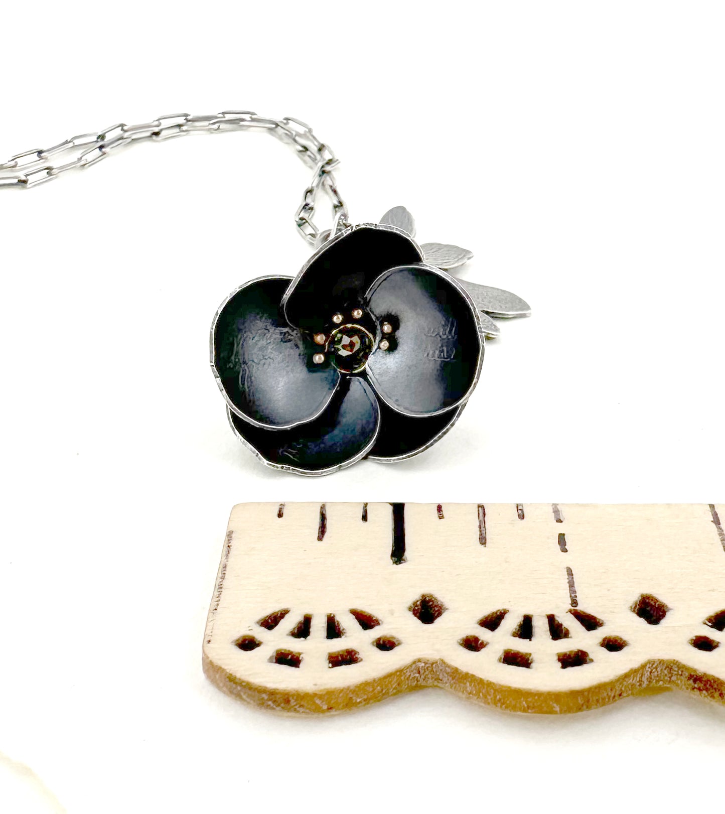 Even the Darkest Night will End... Sterling Hellebore with yellow diamond