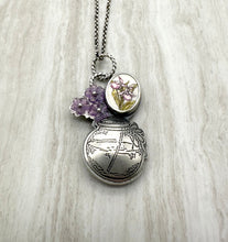 Load image into Gallery viewer, Vases Loaded- Carved Amethyst, Vintage Scrimshaw Ivory