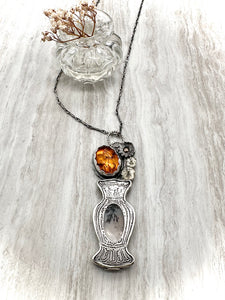 Vases Loaded- Carved Amber, Citrine and Dendritic Agate