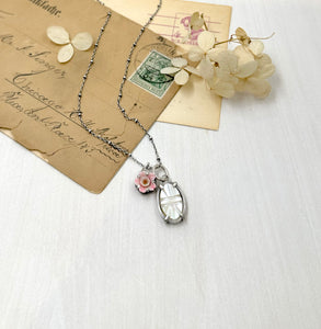 "Charmed, I'm sure" Sterling, Carved Mother of Pearl and Vintage Flower