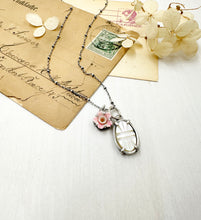 Load image into Gallery viewer, &quot;Charmed, I&#39;m sure&quot; Sterling, Carved Mother of Pearl and Vintage Flower