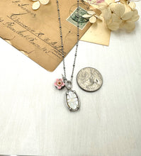 Load image into Gallery viewer, &quot;Charmed, I&#39;m sure&quot; Sterling, Carved Mother of Pearl and Vintage Flower