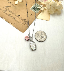 "Charmed, I'm sure" Sterling, Carved Mother of Pearl and Vintage Flower