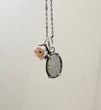 Load image into Gallery viewer, &quot;Charmed, I&#39;m sure&quot; Sterling, Carved Mother of Pearl and Vintage Flower