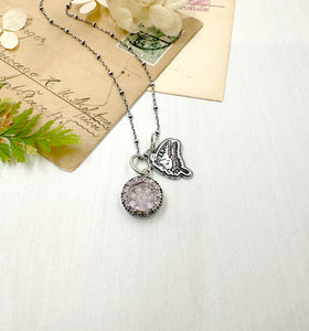 "Charmed, I'm sure" Carved Ametrine Intaglio and Sterling Butterfly