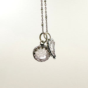 "Charmed, I'm sure" Carved Ametrine Intaglio and Sterling Butterfly