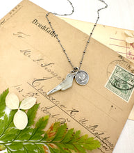 Load image into Gallery viewer, &quot;Charmed, I&#39;m sure&quot; Fine Silver Wax Seal Charm and Mother of Pearl Bird