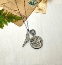 Load image into Gallery viewer, &quot;Charmed, I&#39;m sure&quot; Fine Silver Wax Seal Charm and Mother of Pearl Bird