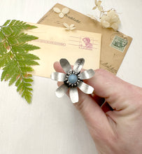 Load image into Gallery viewer, Kinetic Sterling Silver Courage Flower with Blue Opal