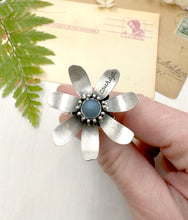 Load image into Gallery viewer, Kinetic Sterling Silver Courage Flower with Blue Opal