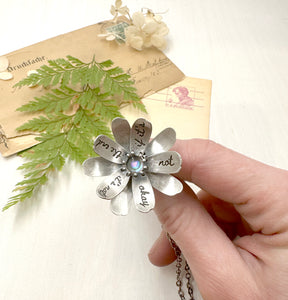 Kinetic Sterling Silver and Vintage Mother of Pearl Flower "In the end, everything will be okay..."