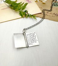 Load image into Gallery viewer, &quot;I carry your heart with me&quot; Sterling Silver Book of e.e. cummings poetry with Ruby in Fuchsite