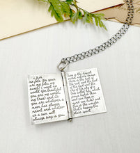 Load image into Gallery viewer, &quot;I carry your heart with me&quot; Sterling Silver Book of e.e. cummings poetry with Ruby in Fuchsite