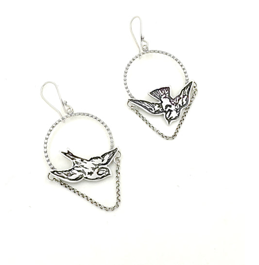 Taking Flight- Sterling Swallow Earrings
