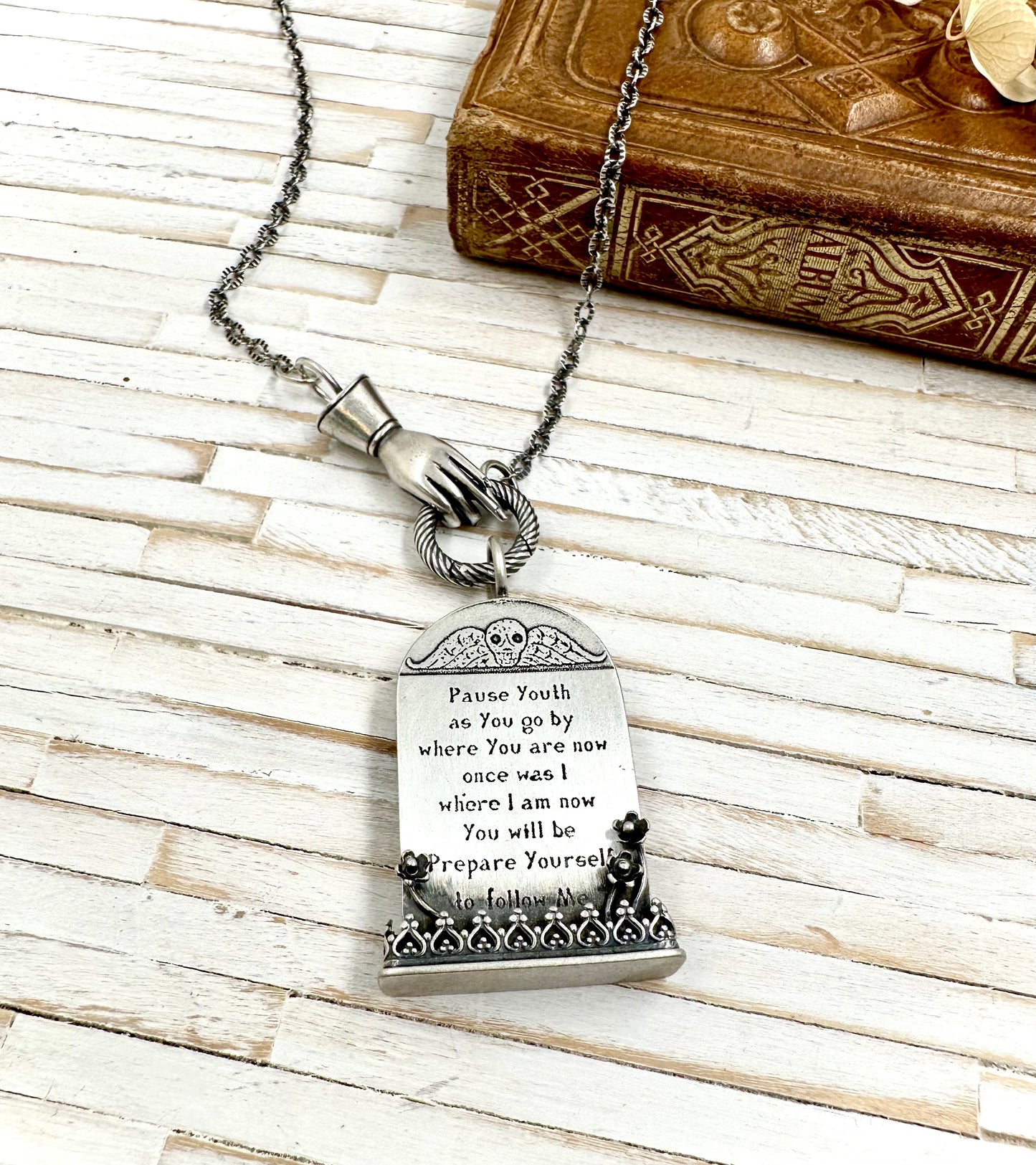 Susan's Bespoke Memento Mori Tombstone Pendant