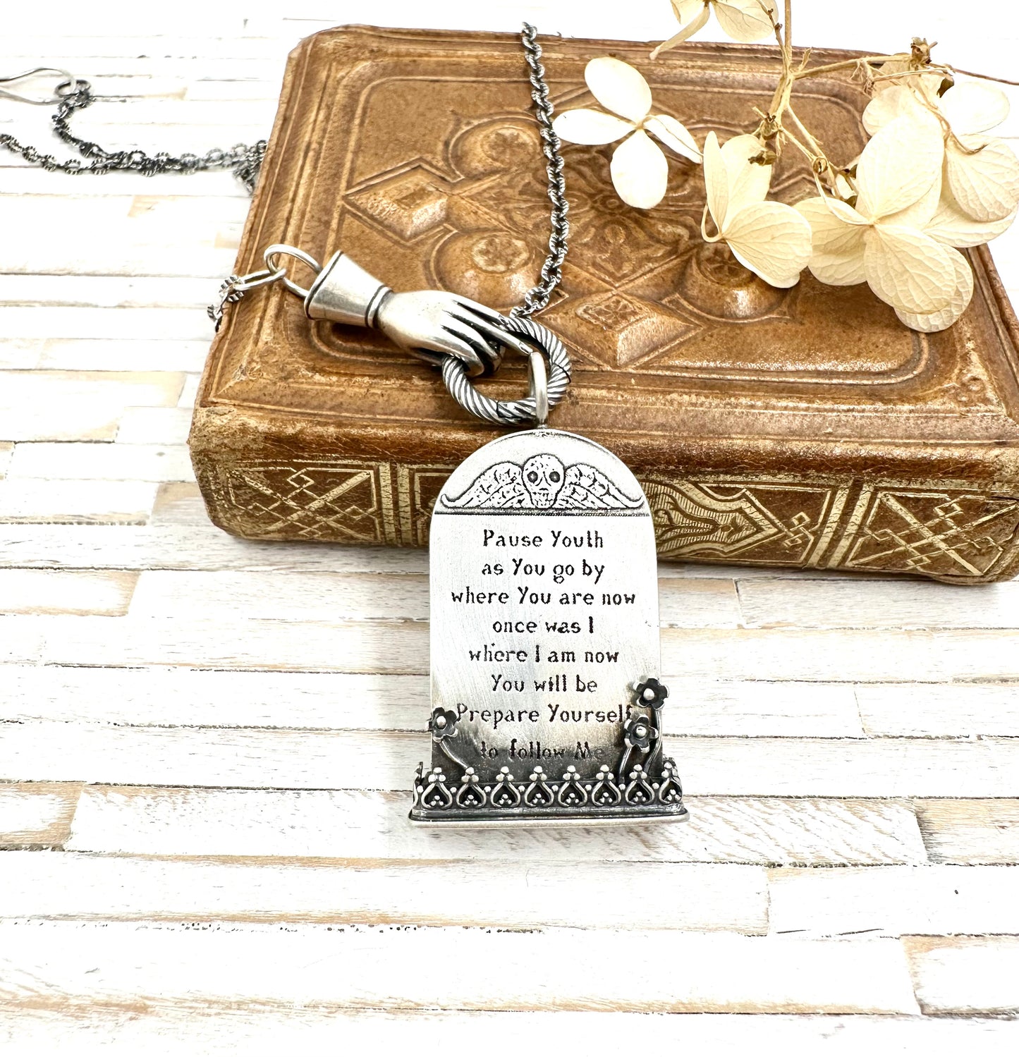 Susan's Bespoke Memento Mori Tombstone Pendant