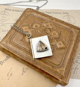 Sterling Silver book with Mary Oliver Poem and Montana Agate