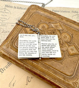 Sterling Silver book with Mary Oliver Poem and Montana Agate