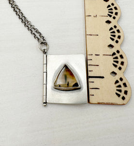 Sterling Silver book with Mary Oliver Poem and Montana Agate