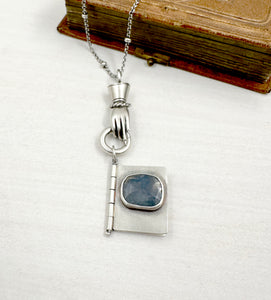 Sterling Silver and Sapphire Book with Rilke quote