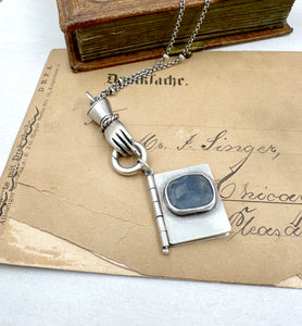 Sterling Silver and Sapphire Book with Rilke quote