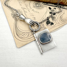 Load image into Gallery viewer, Sterling Silver and Sapphire Book with Rilke quote
