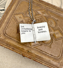 Load image into Gallery viewer, Sterling Silver and Sapphire Book with Rilke quote